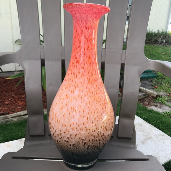 Huge Margies Garden Studio Art Glass Vase